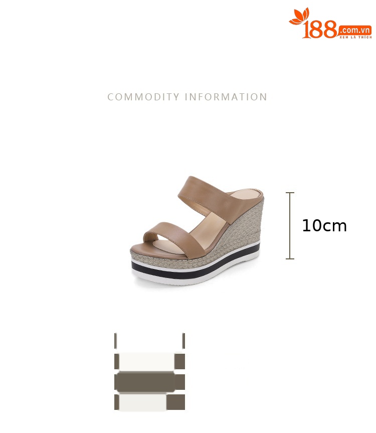 Sandal cao gót nữ đế xuồng 10 cm, hở mũi, phong cách mùa hè — đen chi tiết 4