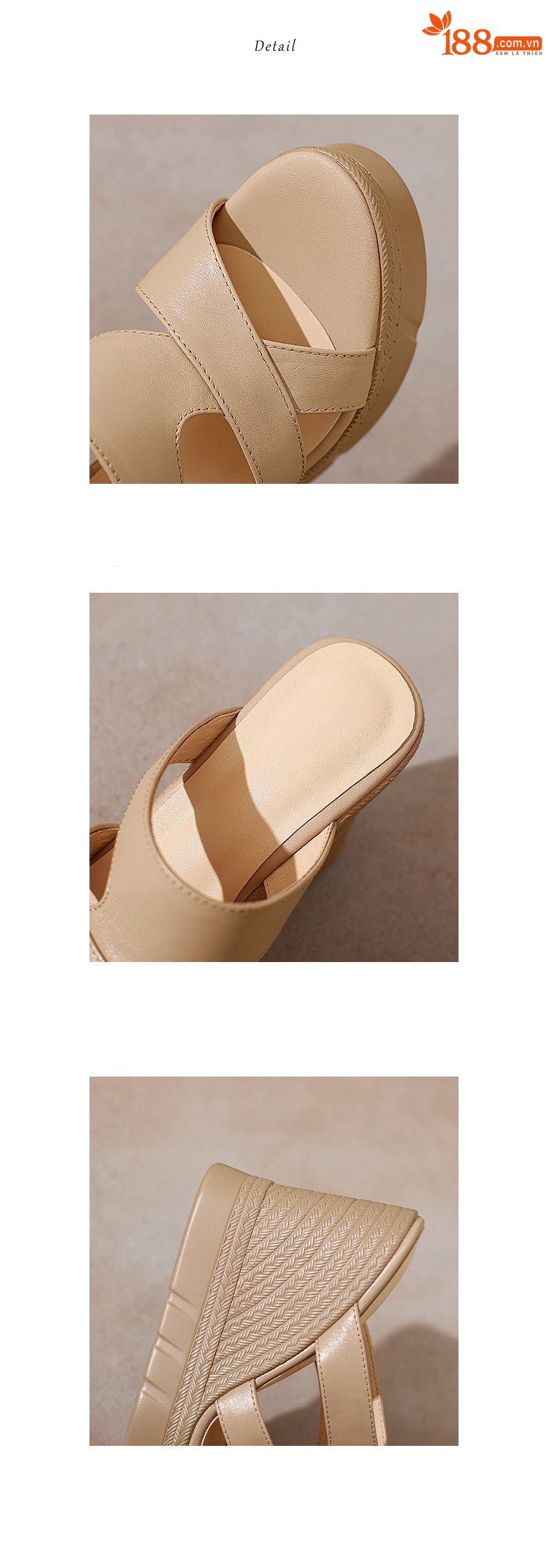 Sandal cao gót nữ hở mũi đế xuồng 10 cm — đen chi tiết 3