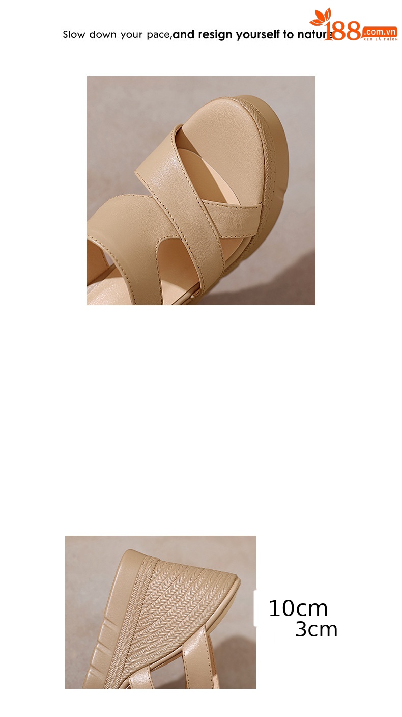 Sandal cao gót nữ hở mũi đế xuồng 10 cm — đen chi tiết 2