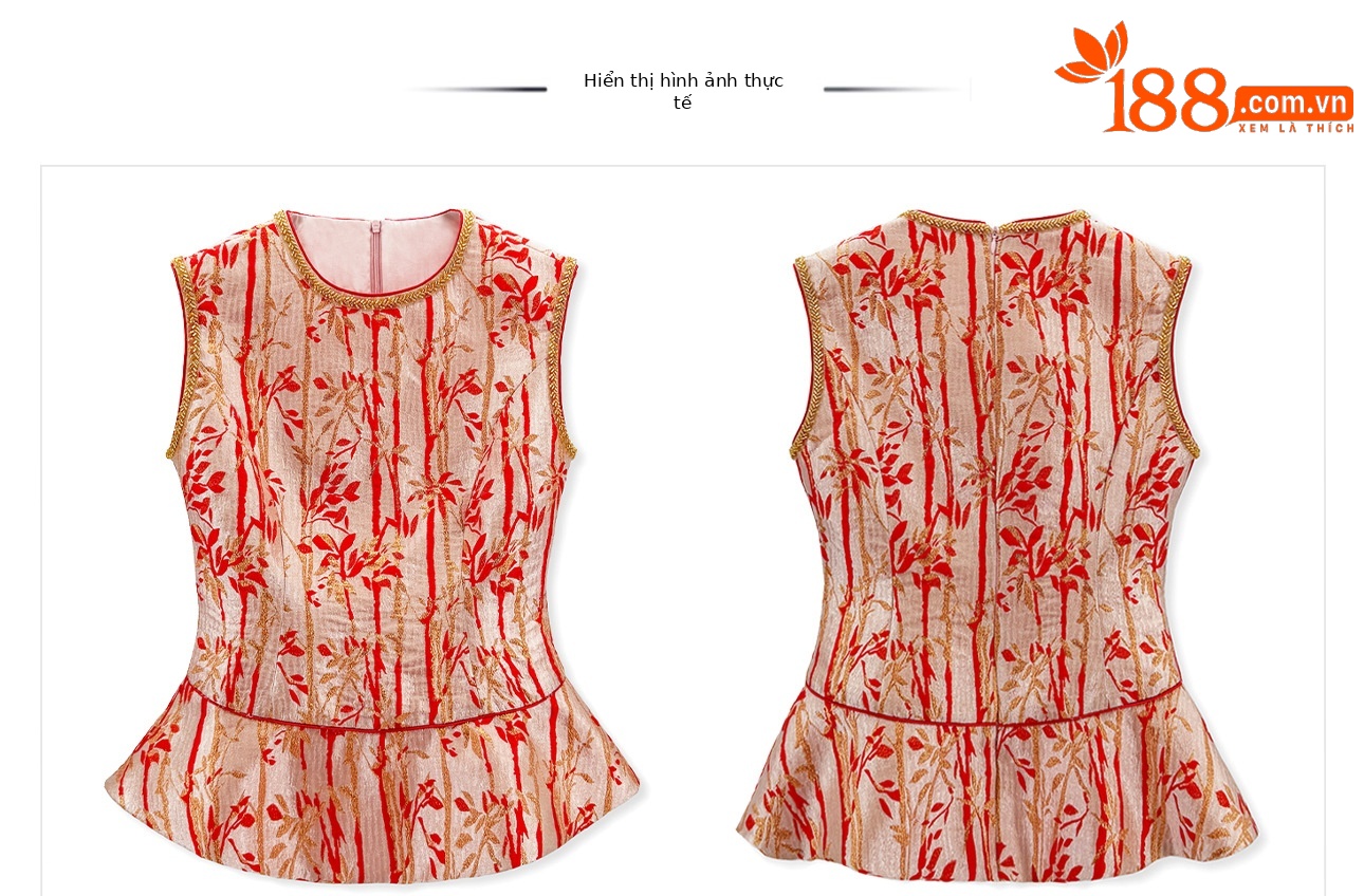 Set áo vest không tay và chân váy midi họa tiết thêu hoa văn cổ điển Trung Hoa — bộ đồ, nửa váy, Trang chủ chi tiết 13