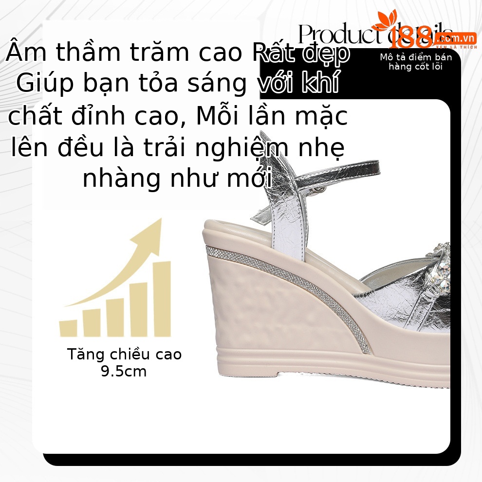 Sandal cao gót nữ hở mũi đính đá phong cách Pháp, đế xuồng, mùa hè 2026 — 6143 Bạc, 6143 Vàng chi tiết 3
