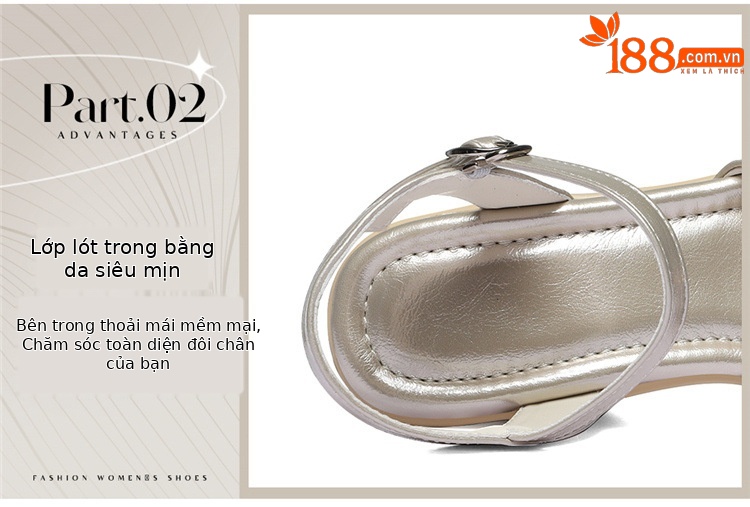 Sandal cao gót nữ hở mũi đính đá phong cách Pháp, đế xuồng, mùa hè 2026 — 6143 Bạc, 6143 Vàng chi tiết 7