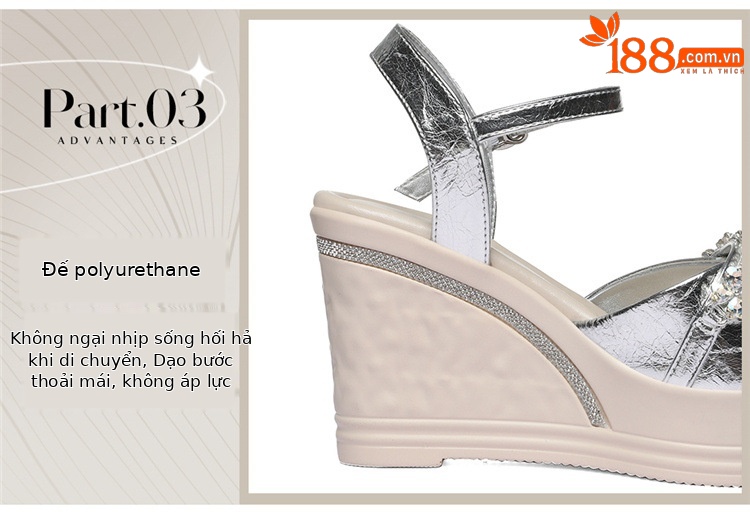 Sandal cao gót nữ hở mũi đính đá phong cách Pháp, đế xuồng, mùa hè 2026 — 6143 Bạc, 6143 Vàng chi tiết 8