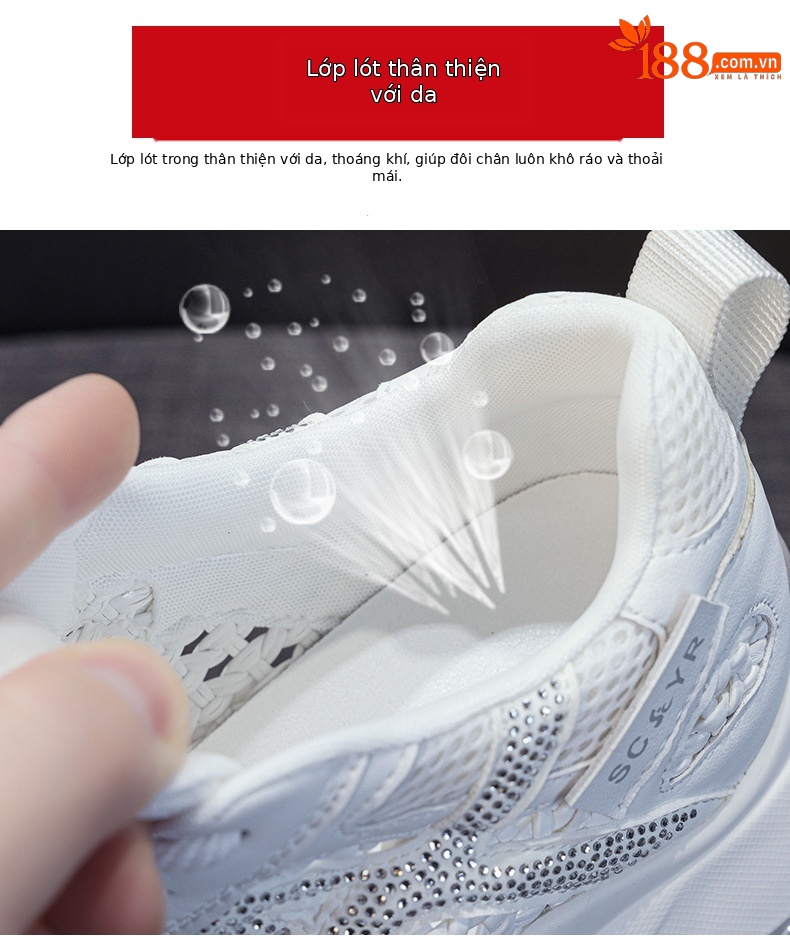 Giày sneaker nữ đế dày phong cách cổ điển phối màu, đan lưới thoáng khí mùa hè — Xám 5068, Vàng 5068, Trắng 5068 chi tiết 7