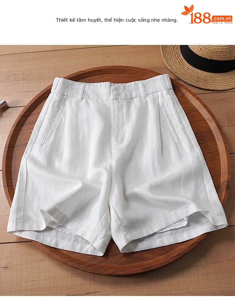 Quần short nữ dáng rộng chữ A cạp thun lưng sau chất liệu lụa mỏng mùa hè — Xanh lông mòng đen chi tiết 8