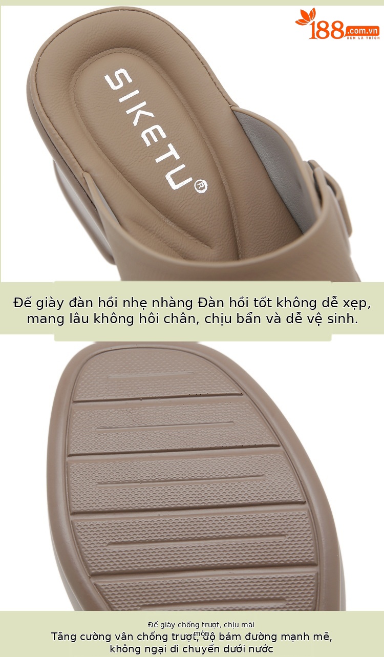 Dép sandal nữ quai chữ V đế xuồng đục lỗ thoáng khí, đế mềm chống trượt — màu nâu, màu đen, màu mơ chi tiết 3