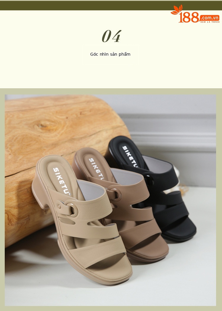 Dép sandal nữ quai chữ V đế xuồng đục lỗ thoáng khí, đế mềm chống trượt — màu nâu, màu đen, màu mơ chi tiết 12