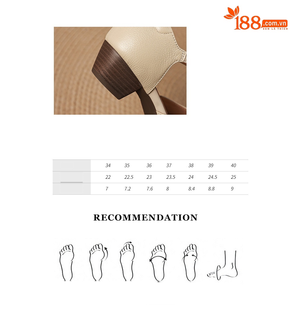 Sandal nữ da cừu dệt bao đầu mũi vuông gót dày 3.5cm quai ngang kiểu La Mã — màu trắng ngà chi tiết 4