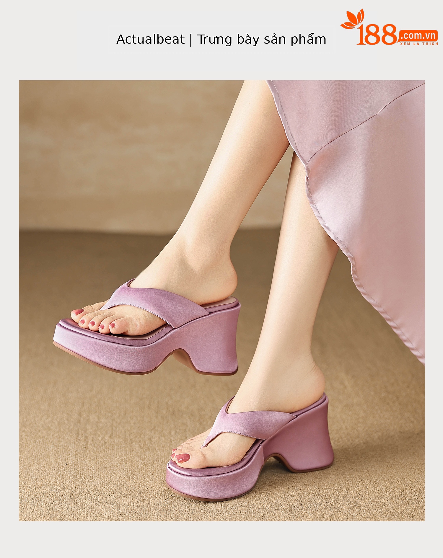Dép sandal nữ xỏ ngón đế bệt, quai lụa mềm, đế tăng chiều cao nhẹ — màu đen, màu tím, màu mơ chi tiết 10