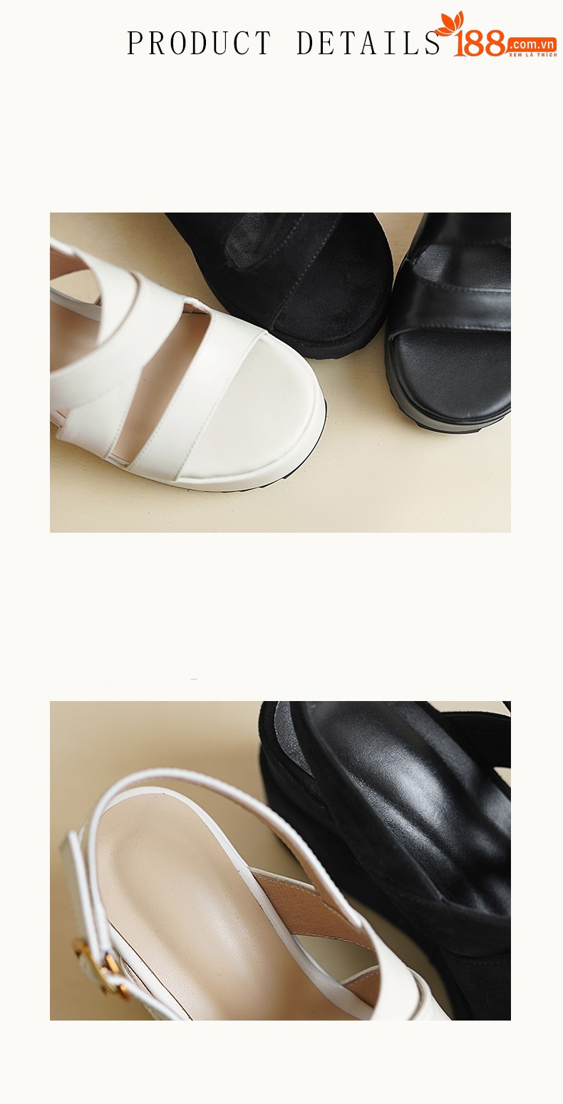 Sandal nữ hở mũi quai chéo đế xuồng cao gót 10 cm — Da cừu đen chi tiết 7