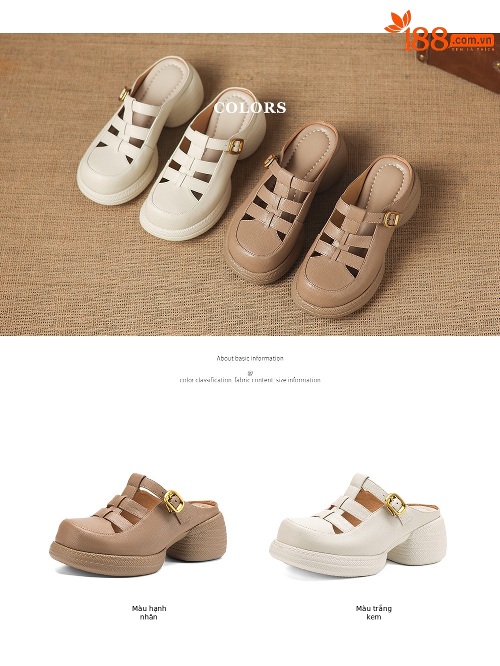 Sandal cao gót nữ mũi hở đế dày da cừu kiểu dệt lỗ — màu trắng ngà chi tiết 5
