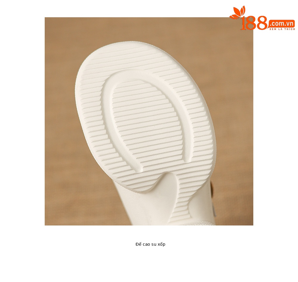 Sandal cao gót nữ mũi hở đế dày da cừu kiểu dệt lỗ — màu trắng ngà chi tiết 21