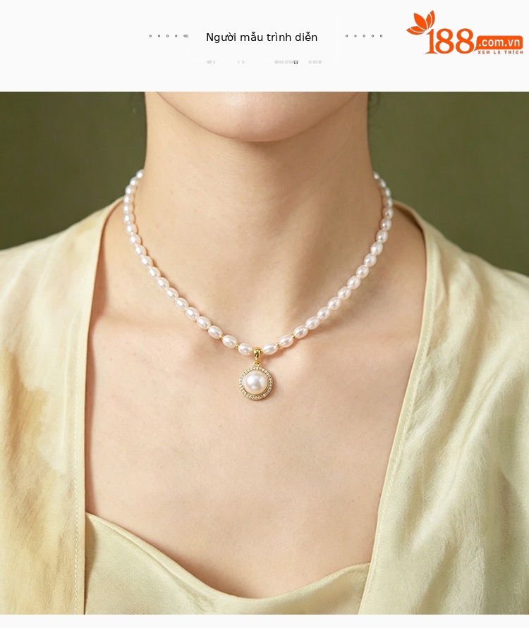 Dây chuyền bạc S925 xi mạ vàng đính ngọc trai nước ngọt tự nhiên cao cấp — Bộ dây chuyền chi tiết 7