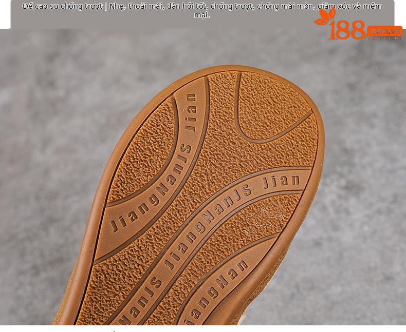 Sandal nữ da bò thật phong cách cổ điển, đế bệt, mũi kín, thiết kế thoáng khí họa tiết rỗ — màu nâu chi tiết 7