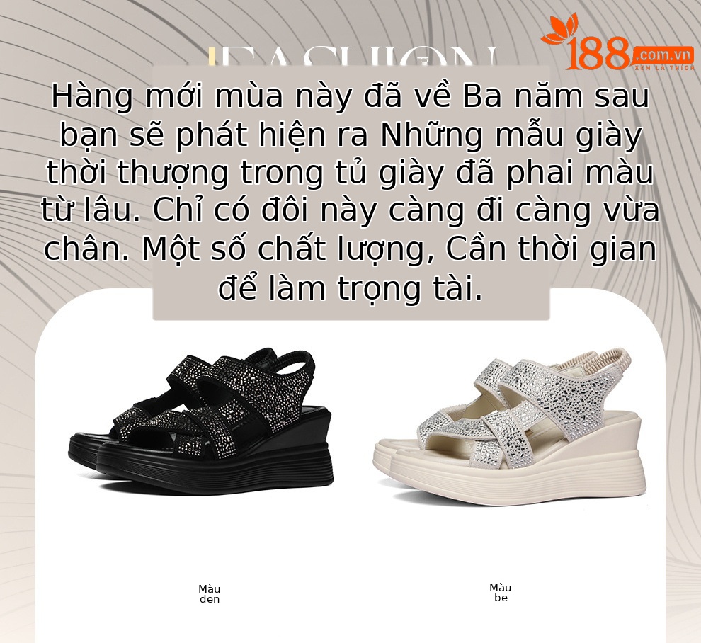 Sandal nữ đính đá đế dày mềm mại 2026 — 6144 Da đen, 6144 Màu be chi tiết 1