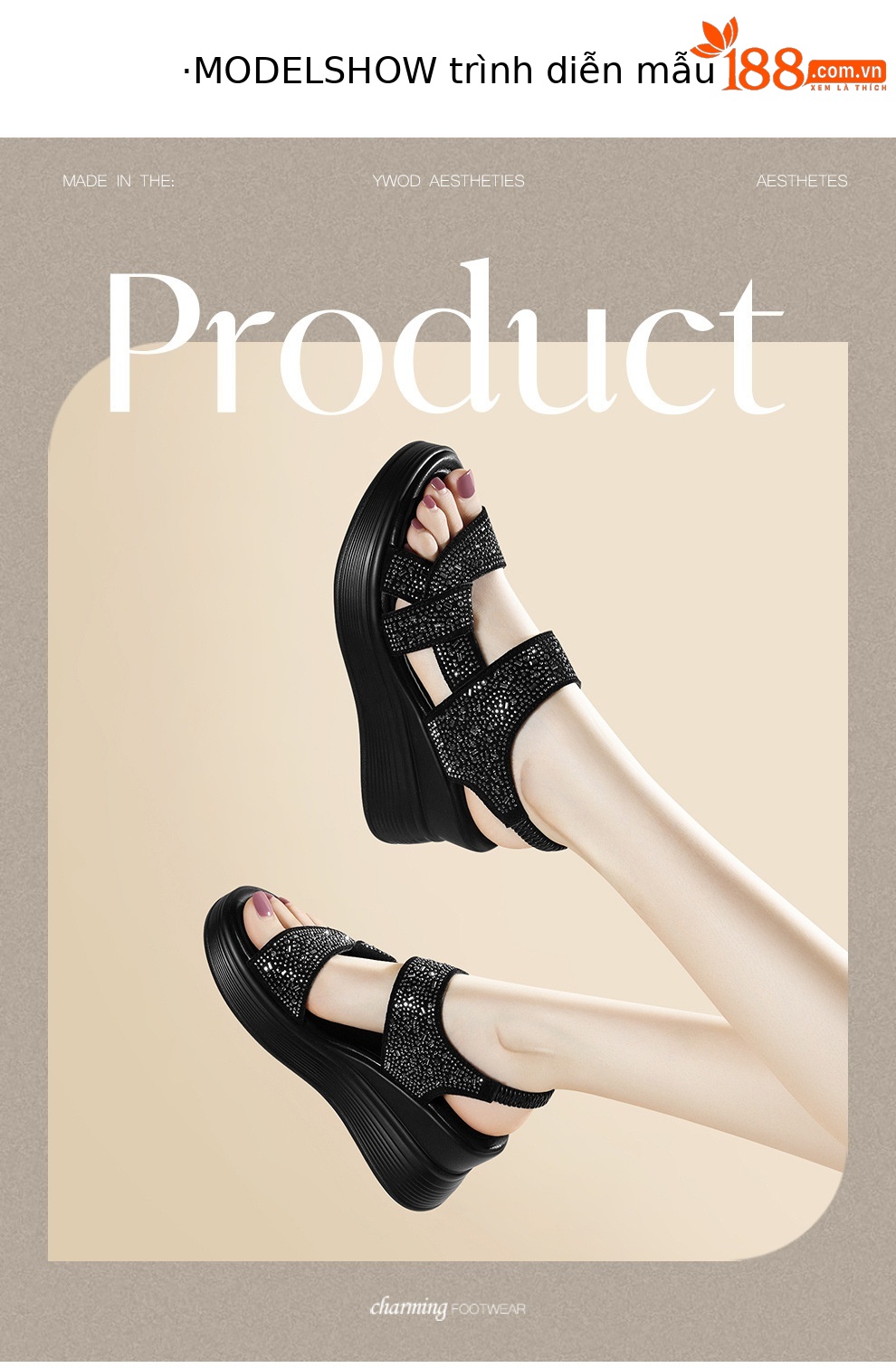 Sandal nữ đính đá đế dày mềm mại 2026 — 6144 Da đen, 6144 Màu be chi tiết 4
