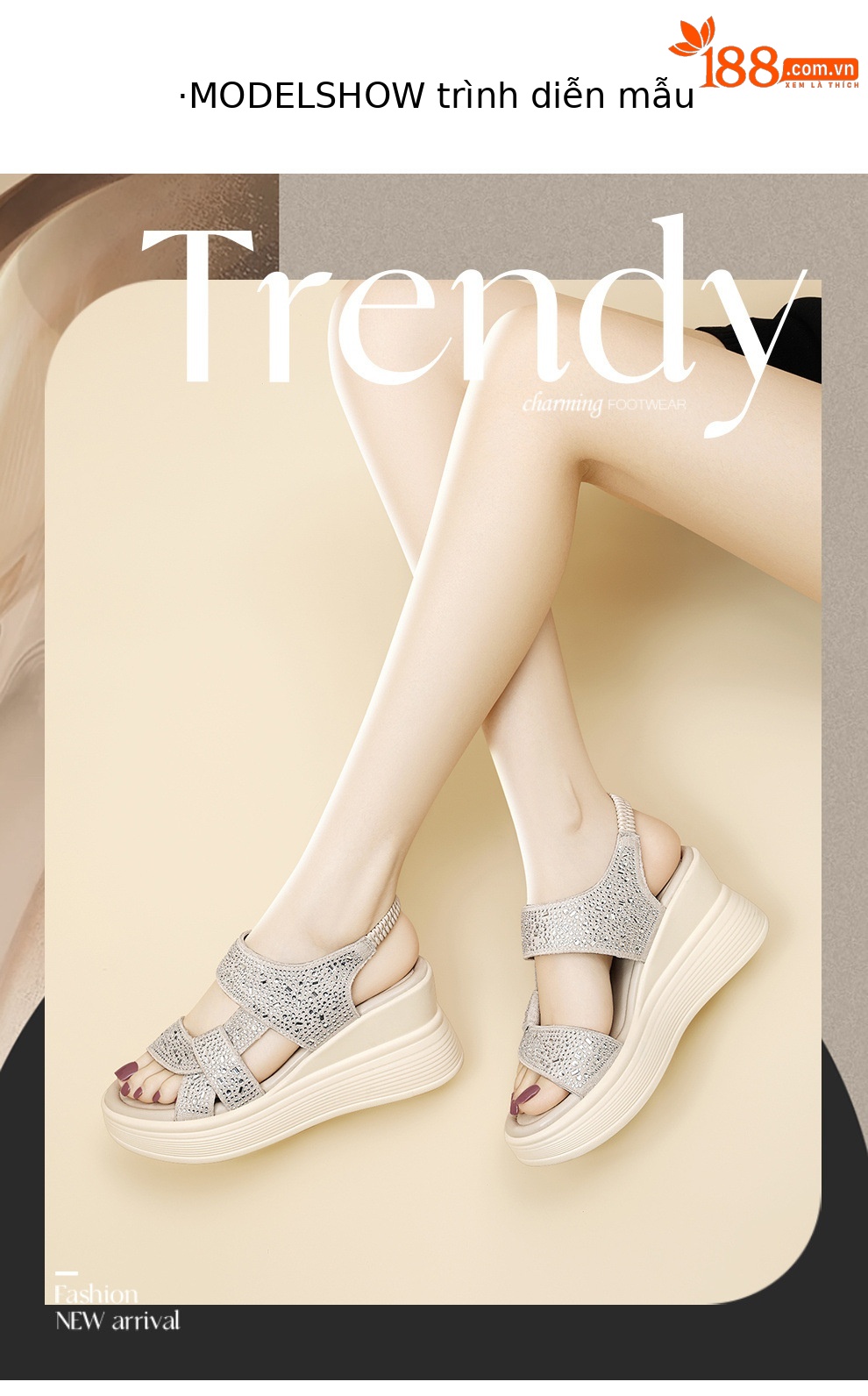 Sandal nữ đính đá đế dày mềm mại 2026 — 6144 Da đen, 6144 Màu be chi tiết 5