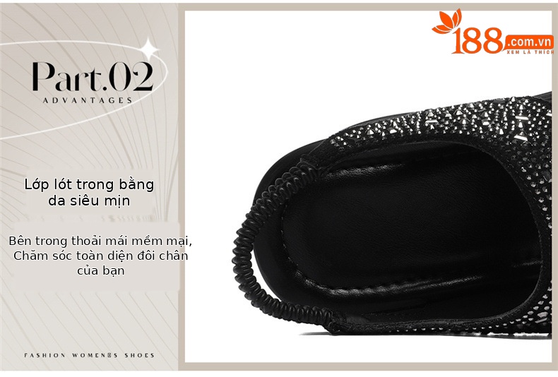 Sandal nữ đính đá đế dày mềm mại 2026 — 6144 Da đen, 6144 Màu be chi tiết 7