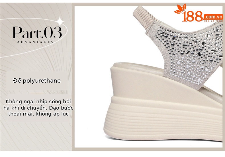 Sandal nữ đính đá đế dày mềm mại 2026 — 6144 Da đen, 6144 Màu be chi tiết 8