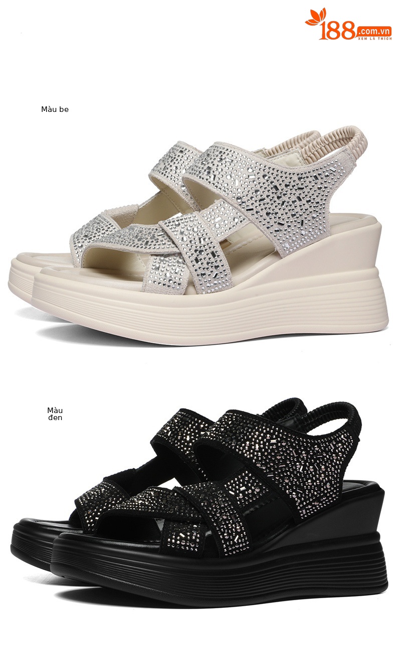 Sandal nữ đính đá đế dày mềm mại 2026 — 6144 Da đen, 6144 Màu be chi tiết 9