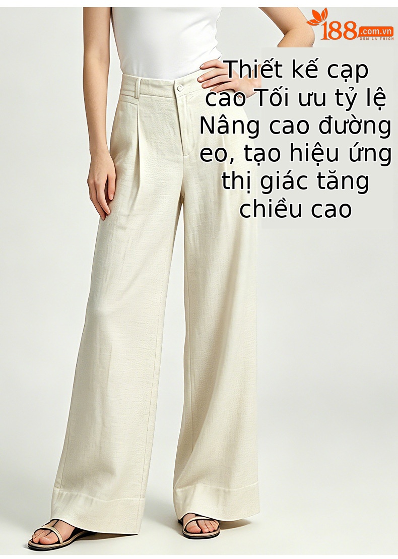 Quần culottes nữ ống rộng cạp cao vải linen phối sợi Lyocell, dáng suông rủ nhẹ, dài chạm đất — Màu sắc chi tiết 11