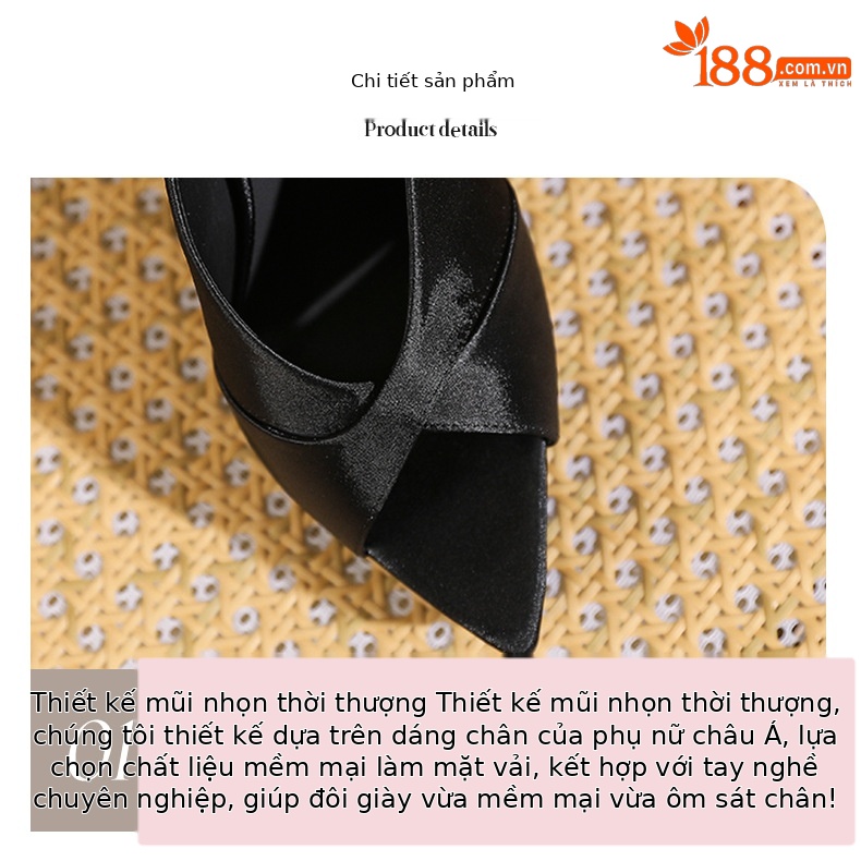 Sandal cao gót nữ mũi nhọn hở ngón, gót nhọn 9 cm, đế platform dày dáng — màu đen chi tiết 4