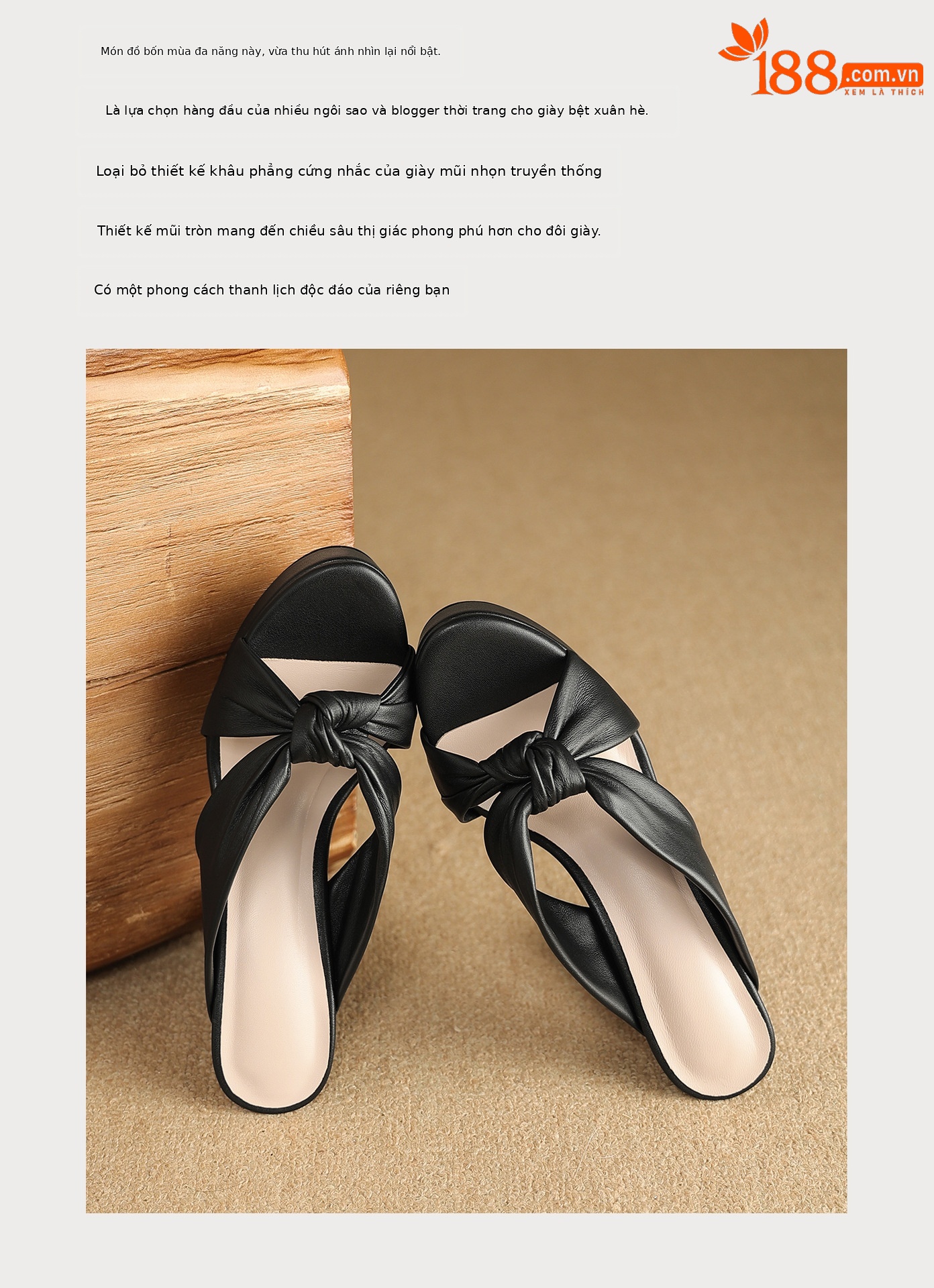 Sandal cao gót nữ mũi hở da cừu mềm, đế xuồng platform, gót vuông 8-10cm, nơ bướm — Hồng 8cm, Xanh da trời 10cm, Hồng 10cm, Trắng kem 8cm chi tiết 3