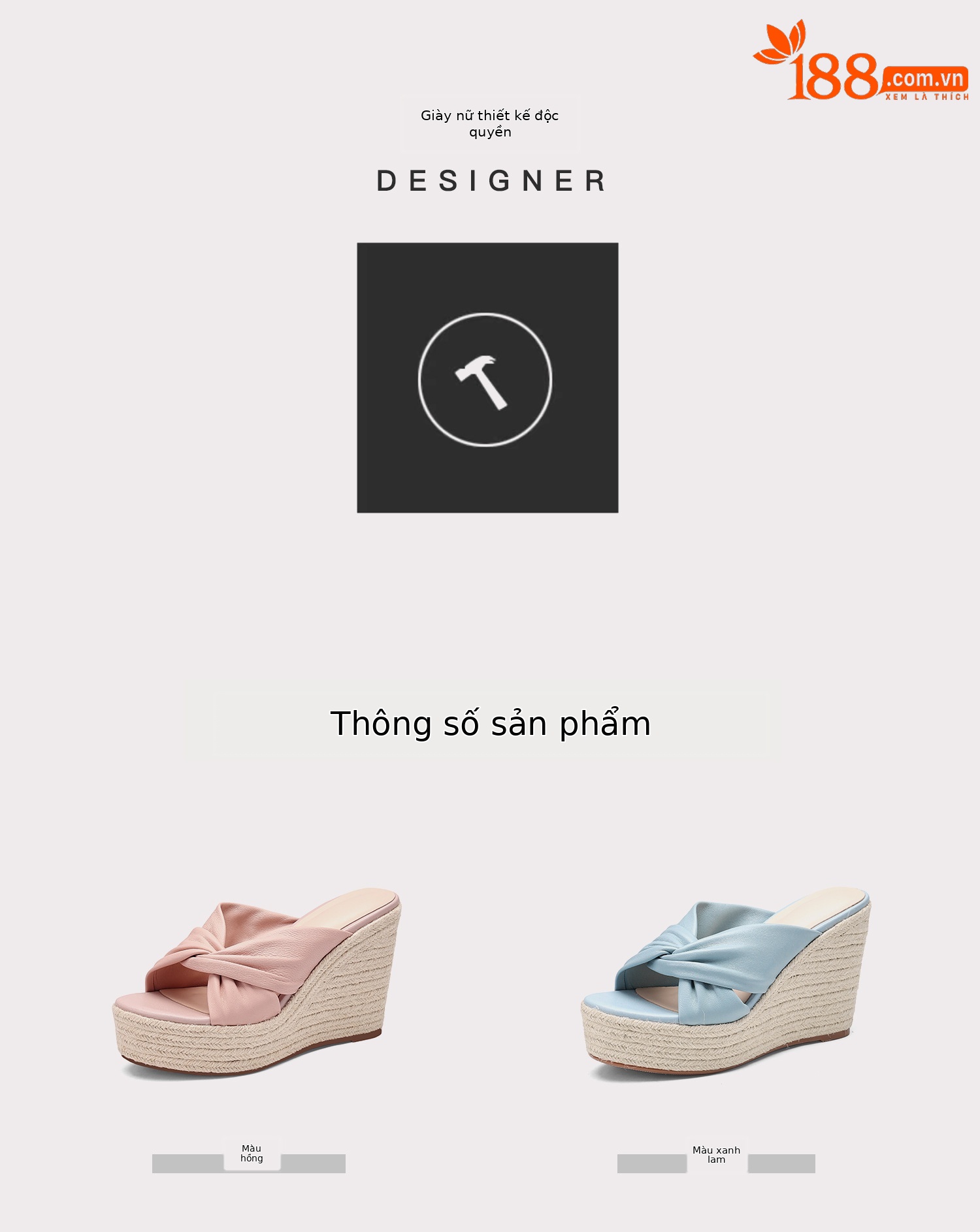 Sandal cao gót nữ quai chéo hở mũi đế xuồng bện cói gót 9 cm — màu thiên thanh, màu hồng chi tiết 1