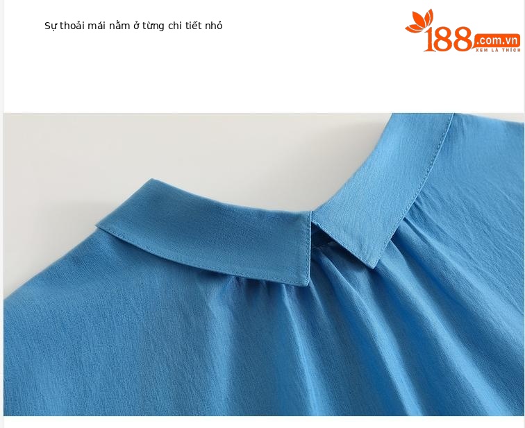 Áo sơ mi không tay nữ hai mặt mặc được, chất liệu mỏng nhẹ, phong cách lười biếng giảm tuổi — xanh da trời chi tiết 8