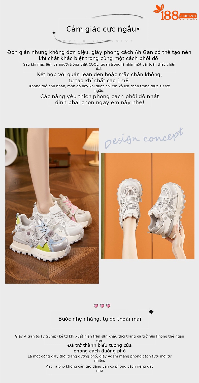 Giày sneaker nữ chạy bộ mesh thoáng khí đế dày Dexun 2026 — Lưới đơn hồng, Lưới đơn xanh, Lưới đơn xám chi tiết 4