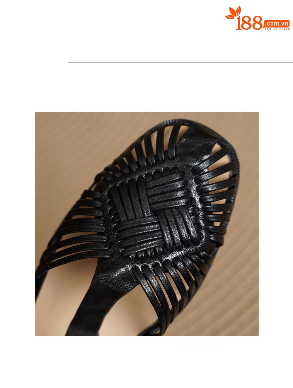 Sandal nữ quai ngang T-clasp gót thấp 4 cm phong cách vintage dệt rỗng — đen chi tiết 20