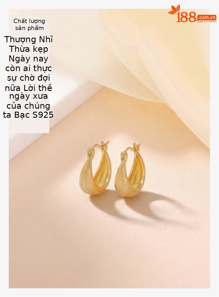 Khuyên tai nữ bạc S925 mạ vàng hình học vòng tròn đơn giản thời trang — Loại bạc chi tiết 1