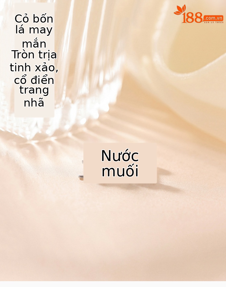 Bông tai cỏ bốn lá bạc 925 đính đá phong cách đơn giản sang trọng — Cặp đôi chi tiết 1