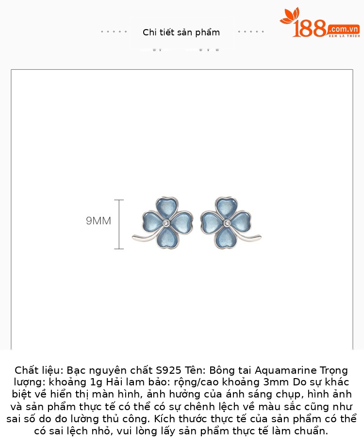 Bông tai cỏ bốn lá bạc 925 đính đá phong cách đơn giản sang trọng — Cặp đôi chi tiết 2
