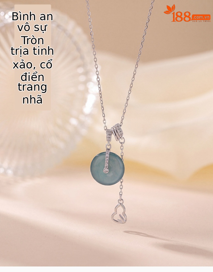 Dây chuyền bạc S925 mặt ngọc bích tự nhiên hình khóa an toàn — Bộ chuỗi chi tiết 1