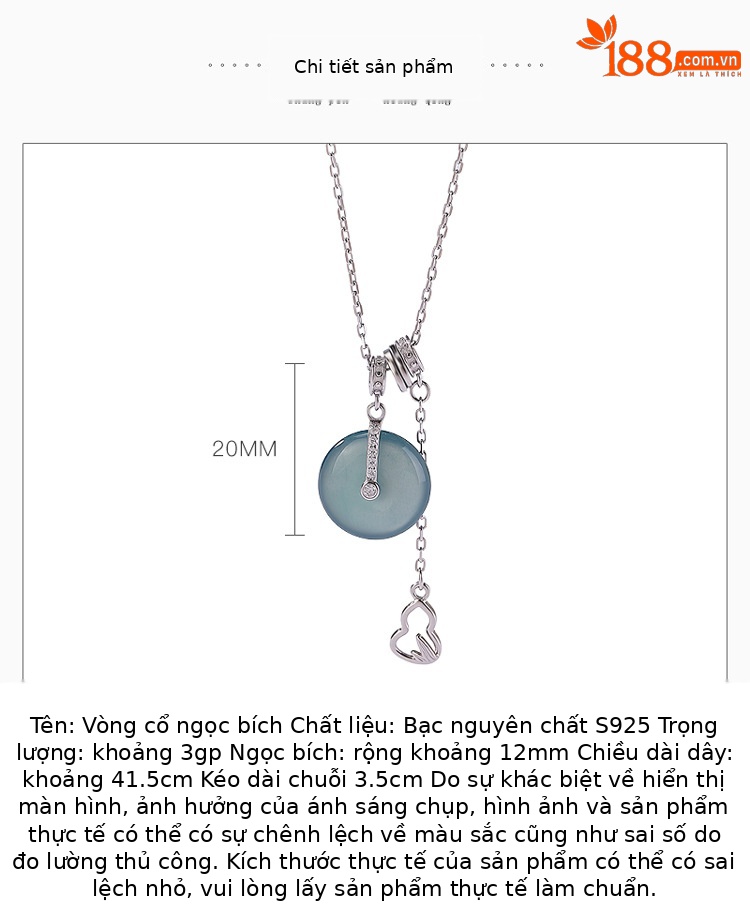 Dây chuyền bạc S925 mặt ngọc bích tự nhiên hình khóa an toàn — Bộ chuỗi chi tiết 2