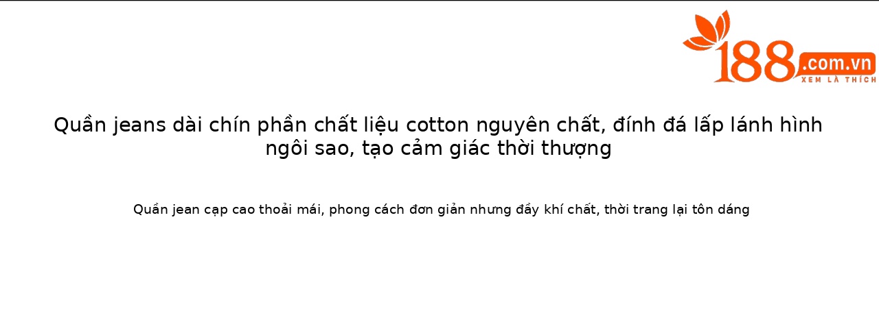 Quần jean nữ ống rộng cạp cao chất cotton mài trắng phối sequin bướm — xanh lam chi tiết 1