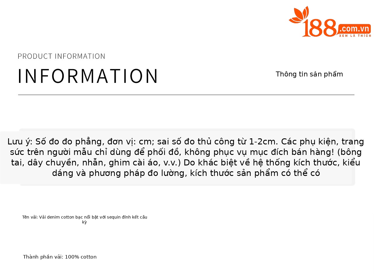Quần jean nữ ống rộng cạp cao chất cotton mài trắng phối sequin bướm — xanh lam chi tiết 13