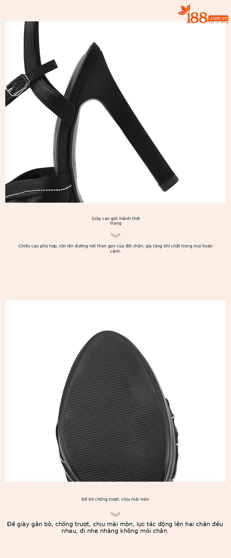 Sandal cao gót nữ lụa tơ tằm mũi hở đính đá gót siêu cao 12 cm — Champagne màu chi tiết 4