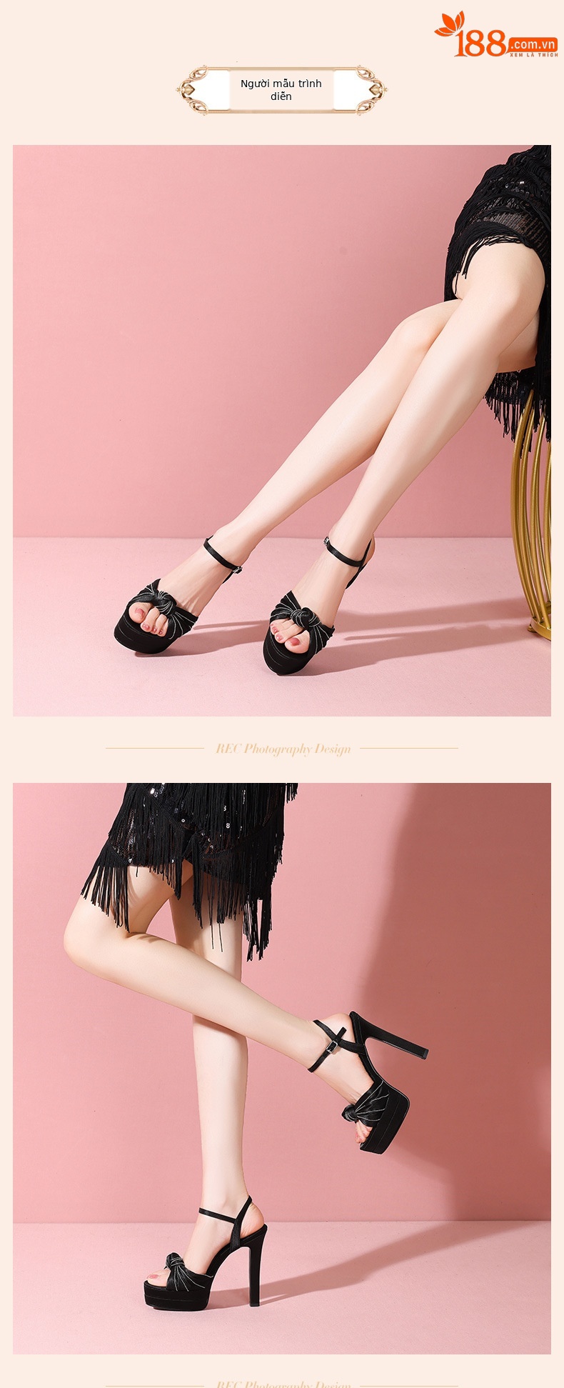 Sandal cao gót nữ lụa tơ tằm mũi hở đính đá gót siêu cao 12 cm — Champagne màu chi tiết 5