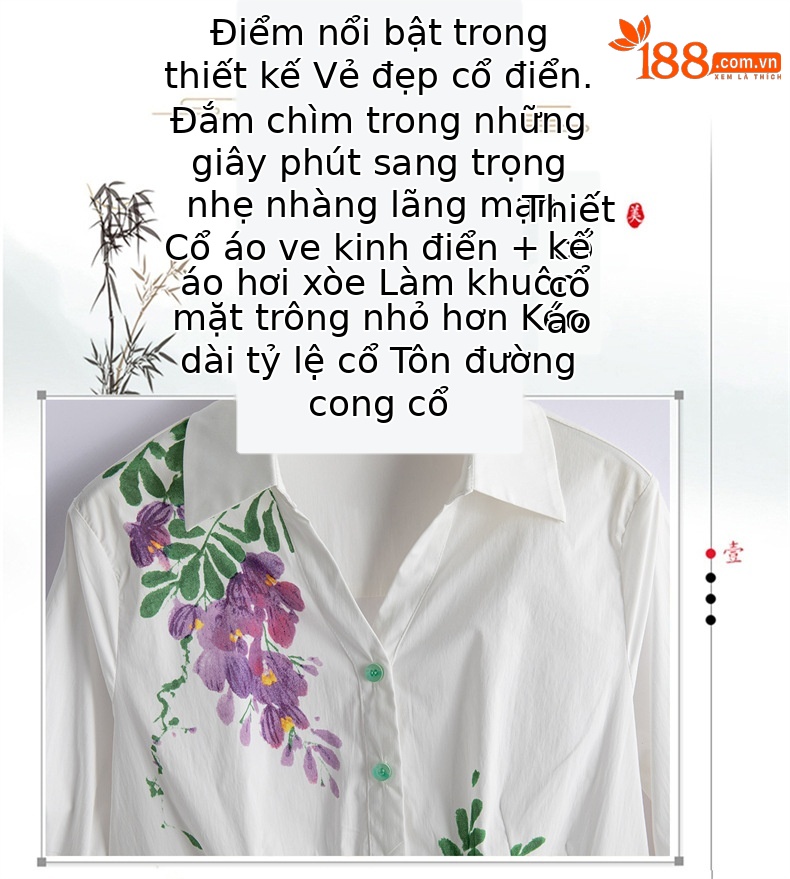 Bộ vest nữ hai mảnh áo sơ mi in họa tiết kết hợp quần ống suông cạp cao — Màu ảnh chi tiết 4