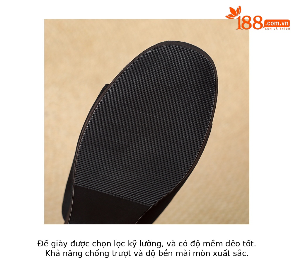 Sandal cao gót nữ đế xuồng 9cm quai ngang hở mũi chất liệu da lộn — màu đen, màu mơ chi tiết 22