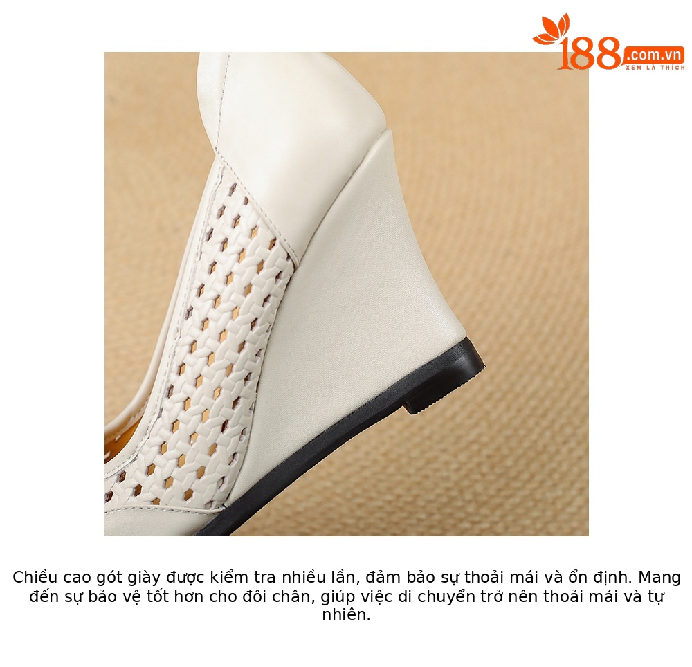 Giày sandal nữ da thật mũi vuông gót xuồng thấp, xỏ chân thoáng khí đi làm — màu trắng ngà, màu mơ chi tiết 20