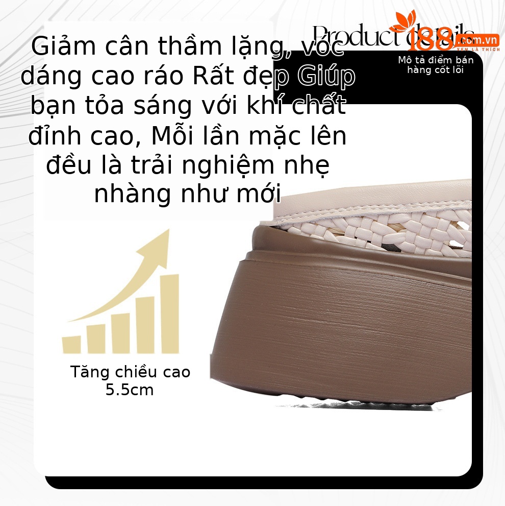 Sandal nữ quai chữ V đan rỗng, đế bánh mì dày mềm, mũi hở — 6147 Da đen, 6147 Màu be chi tiết 3