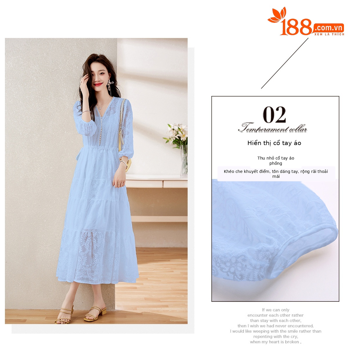 Đầm maxi nữ cổ V thắt eo dáng dài thanh lịch NY1608 — xanh lam, màu tím, màu vàng chi tiết 5