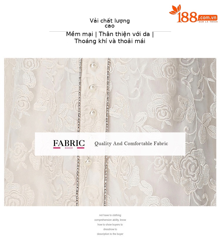 Đầm maxi nữ thêu ren họa tiết rỗng, tay ngắn, cổ tròn, thắt eo, dài qua gối — xanh lam, màu hồng, màu mơ chi tiết 6