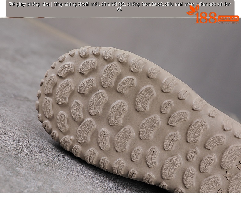 Giày sneaker nữ lưới thoáng khí đế mềm dây buộc da thật — màu be chi tiết 7