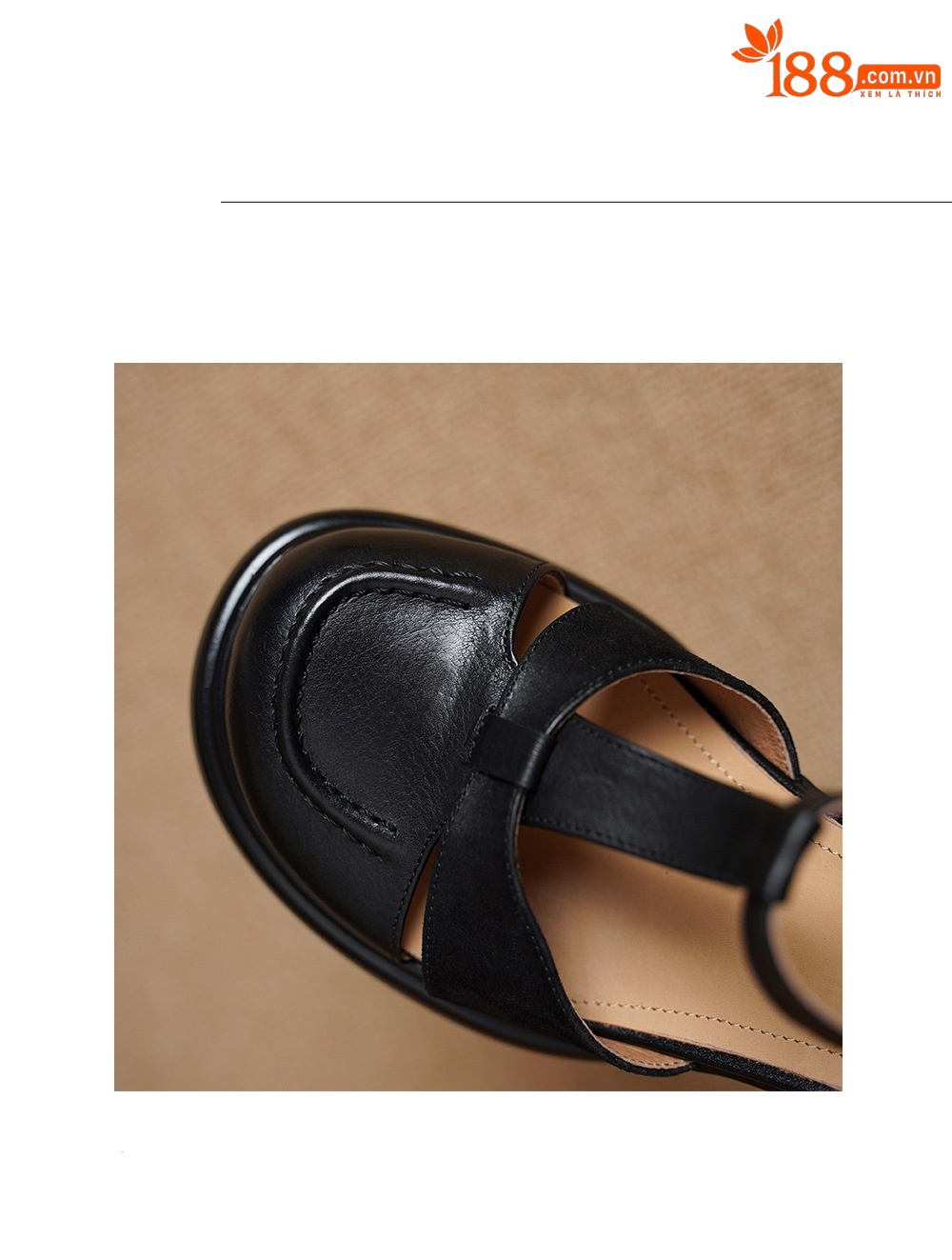 Sandal nữ cao gót mũi nhọn quai chữ T da bò, gót 8 cm — đen chi tiết 17