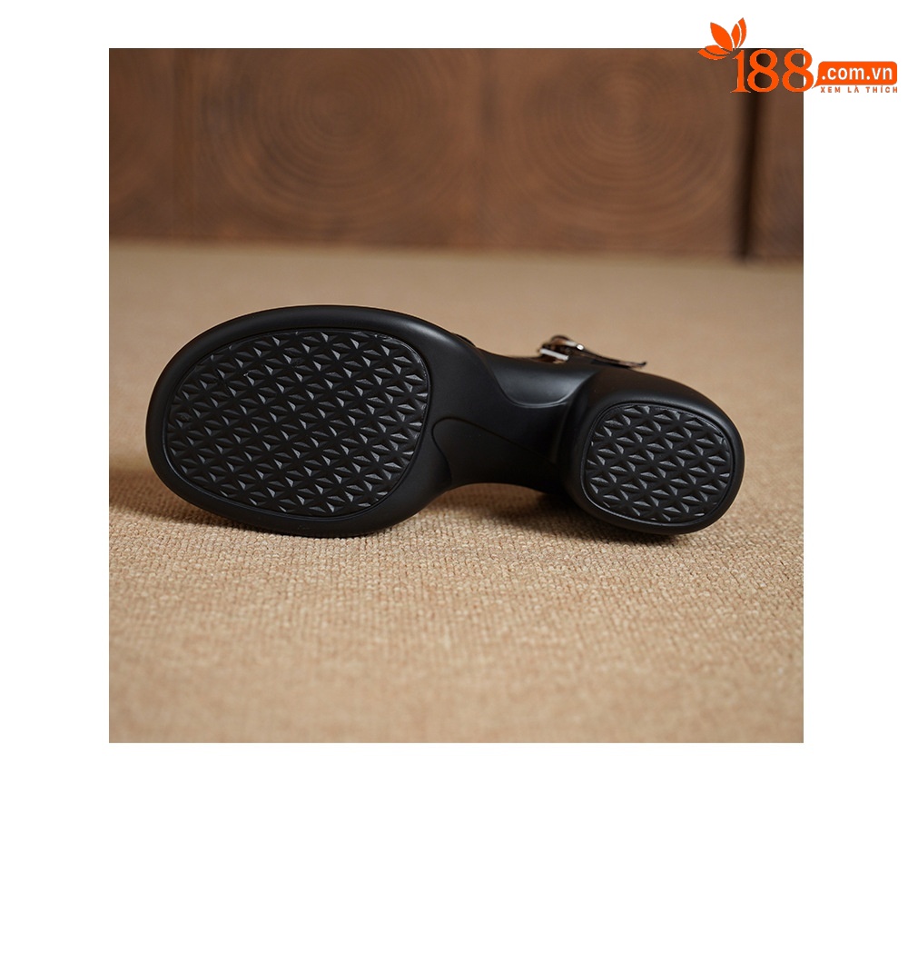 Sandal nữ cao gót mũi nhọn quai chữ T da bò, gót 8 cm — đen chi tiết 20
