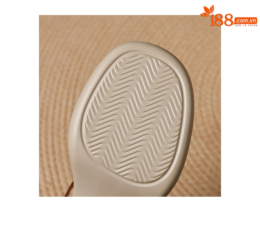 Sandal nữ da cừu mũi trùm đục lỗ quai ngang khóa một chữ gót thô 7.5 cm — màu trắng ngà chi tiết 21